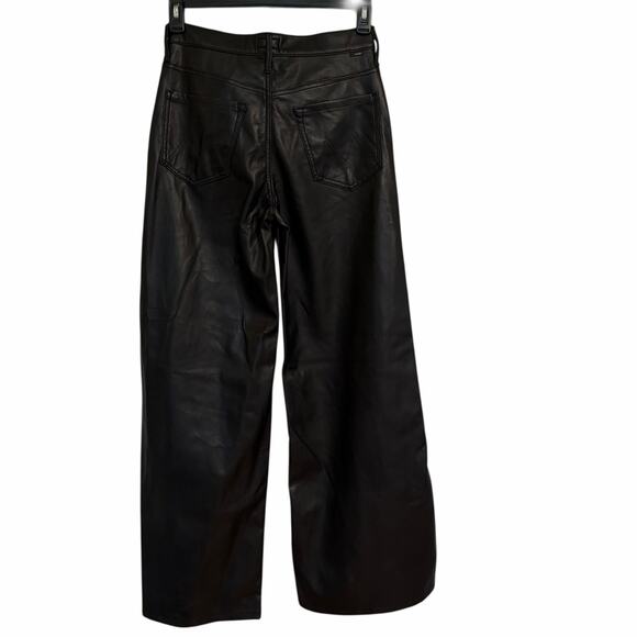 Mother The Undercover Faux Leather Wide Leg Wax On Wax Off Black 27 - Picture 4 of 12